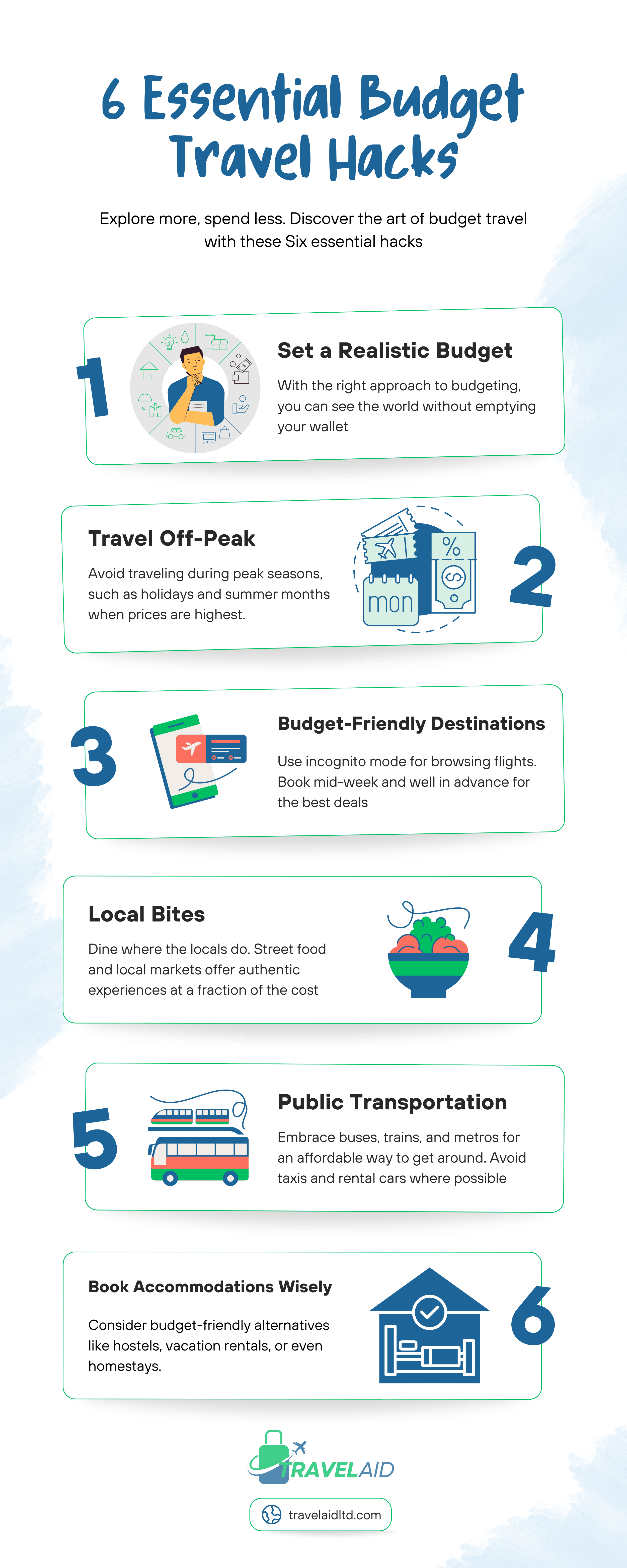 Backpacker planning a budget trip with a world map and a calculator on a wooden table